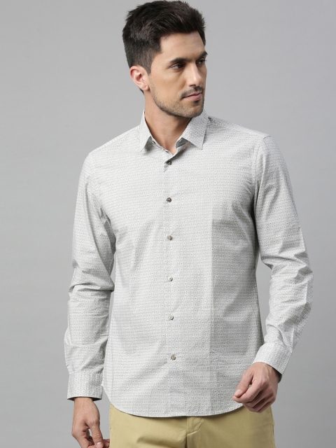 RARE RABBIT Men White Regular Fit Printed Casual Shirt