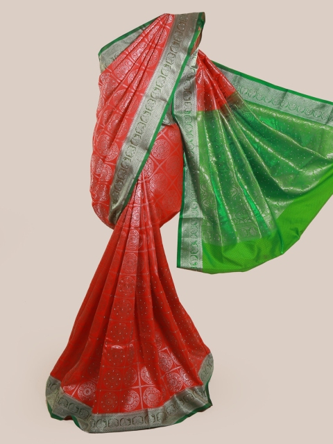 Pothys Red & Green Art Silk Woven Design Saree