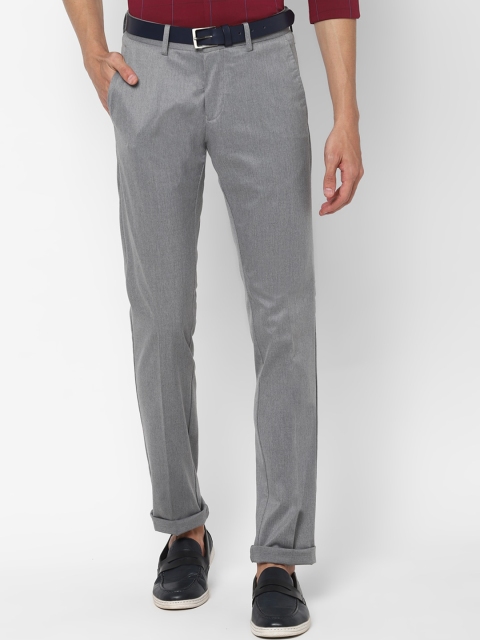 Allen Solly Men Grey Slim Fit Self Design Regular Trousers
