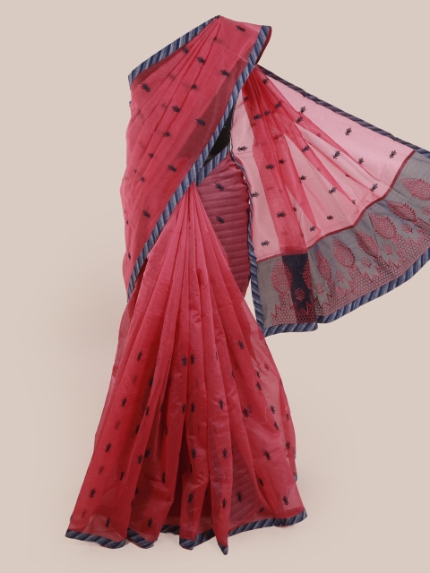 Pothys Pink Embellished Supernet Saree
