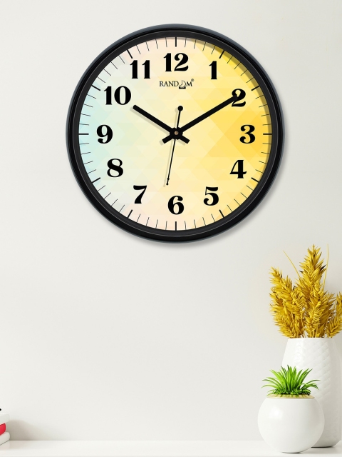 RANDOM Yellow & Blue Round Printed Analogue Wall Clock