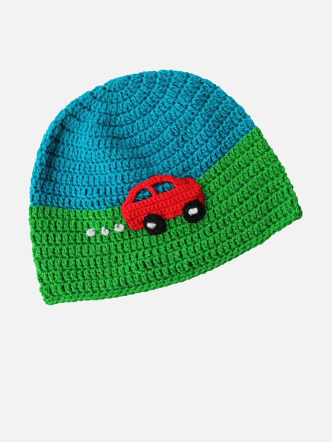 Woonie Unisex Kids Green & Blue Self Design Acrylic Wool Beanie 
Woonie Unisex Kids Green & Blue Self Design Acrylic Wool Beanie