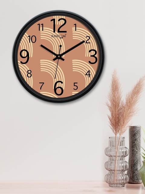 RANDOM Brown & Cream-Coloured Round Printed Analogue Wall Clock