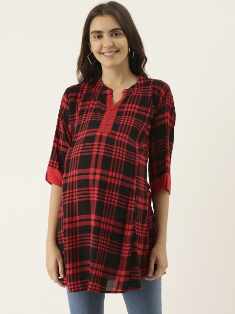 GOLDSTROMS Women Red & Black Checked Maternity Tunic