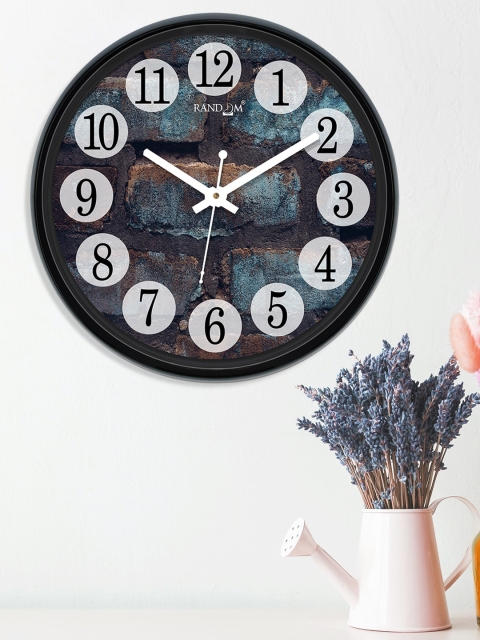 RANDOM Grey & Blue Round Printed 30 cm Analogue Wall Clock