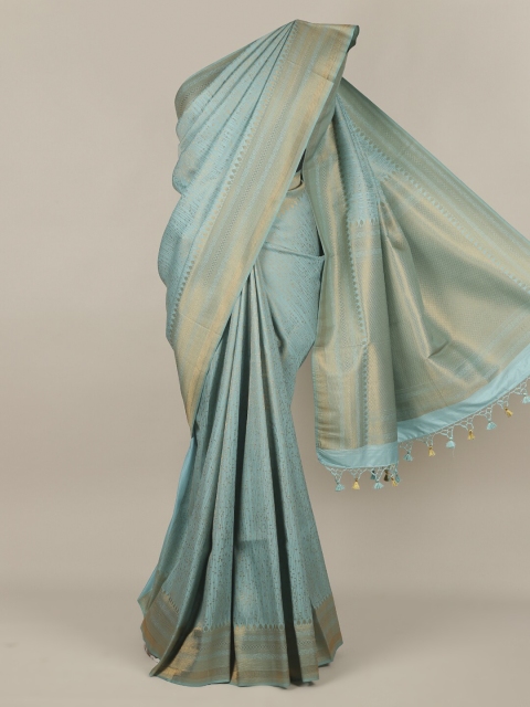 Pothys Blue Pure Silk Woven Design Banarasi Saree