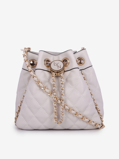 LYN Off-White Textured Sling Bag