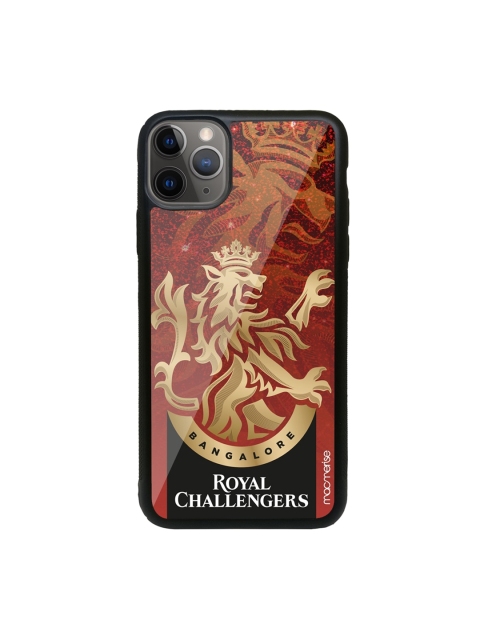 macmerise Black & Maroon RCB Sparkles iPhone 11 Pro Max Back Case