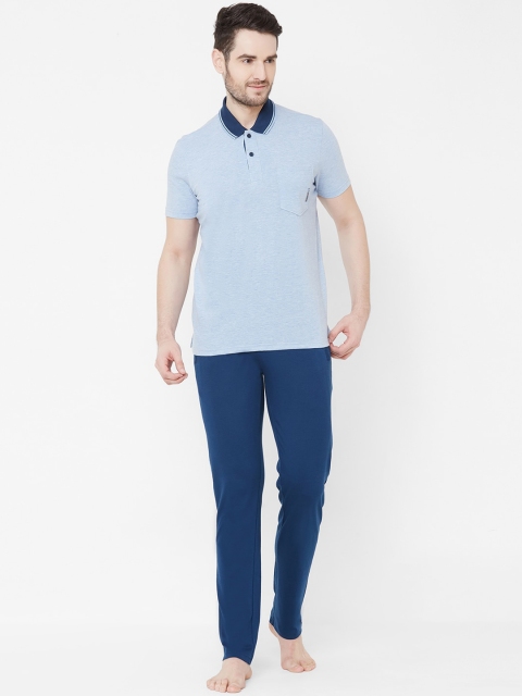 Sweet Dreams Men Blue Solid Night suit