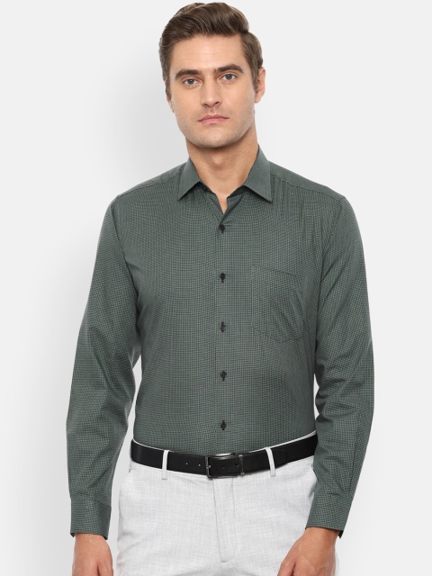 Van Heusen Men Green & Purple Regular Fit Printed Cotton Formal Shirt