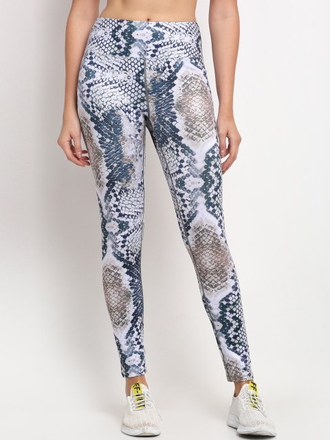 Global Republic Women White & Brown Printed Tights