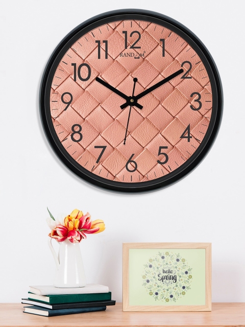 RANDOM Peach-Coloured Round Printed 30 cm Analogue Wall Clock