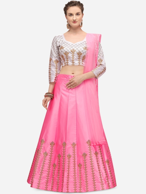 JATRIQQ Pink & White Embroidered Semi-Stitched Lehenga & Unstitched Blouse with Dupatta
JATRIQQ Pink & White Embroidered Semi-Stitched Lehenga & Unstitched Blouse with Dupatta