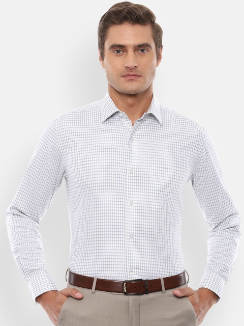 Louis Philippe Men White Checked Casual Shirt