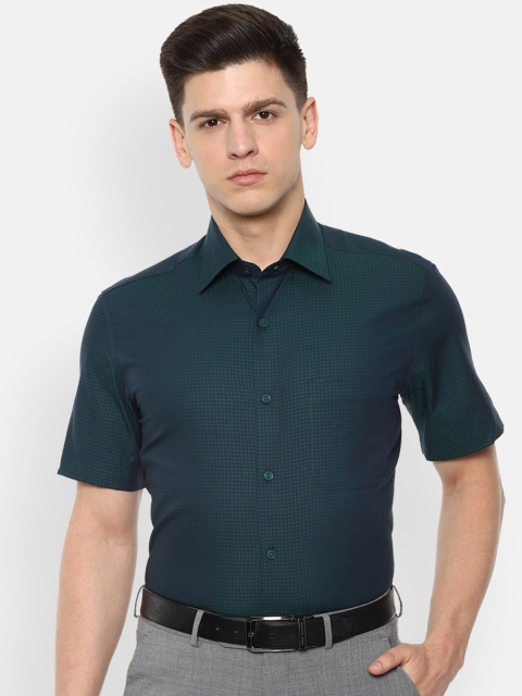 Louis Philippe Men Green Solid Casual Shirt