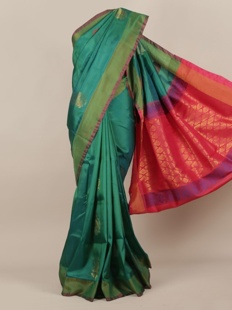 Pothys Green & Red Pure Silk Woven Design Kanjeevaram Saree