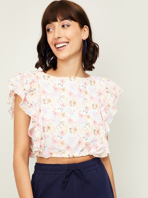 Ginger by Lifestyle Women Multicoloured Printed Regular Crop Top, Multi