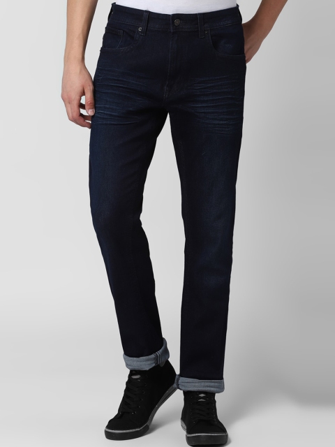 Peter England Casuals Men Navy Blue Tapered Fit Mid-Rise Clean Look Stretchable Jeans