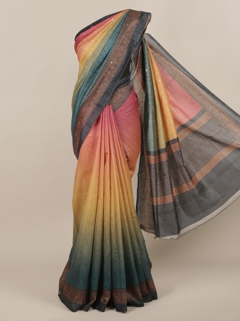 Pothys Multicoloured Printed Jute Silk Saree, Multi