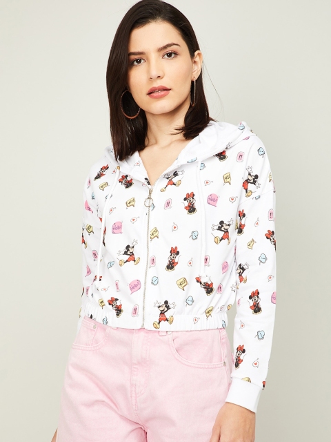 Ginger by Lifestyle Women Off-White & Pink Mickey Mouse Printed Sweatshirt