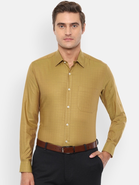 Louis Philippe Men Mustard Self Design Casual Shirt
