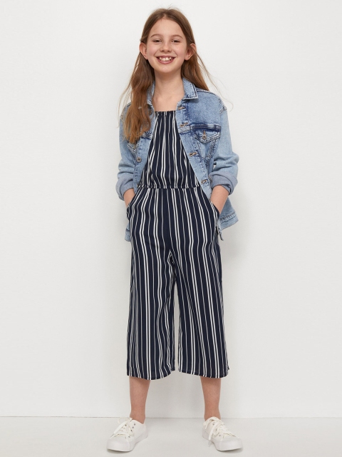 H&M Women Navy Blue & White Patterned Jumpsuit