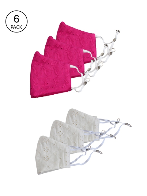 Bellofox Pack of 6 Self-Design 3-Ply Protective Outdoor Mask, Pink