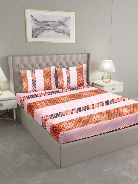 BELLA CASA Pink & Orange Geometric 124 TC Cotton 1 King Bedsheet with 2 Pillow Covers
BELLA CASA Pink & Orange Geometric 124 TC Cotton 1 King Bedsheet with 2 Pillow Covers