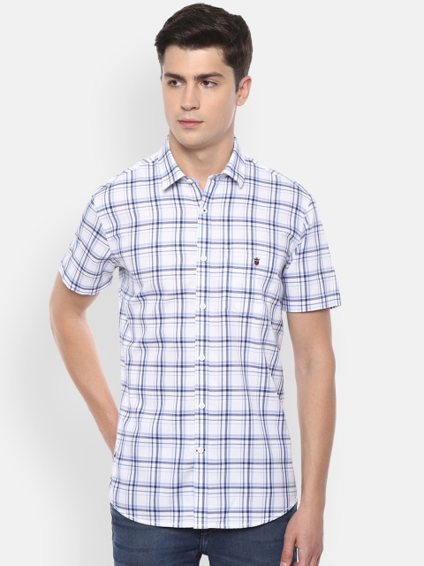 Louis Philippe Sport Men White Checked Casual Shirt