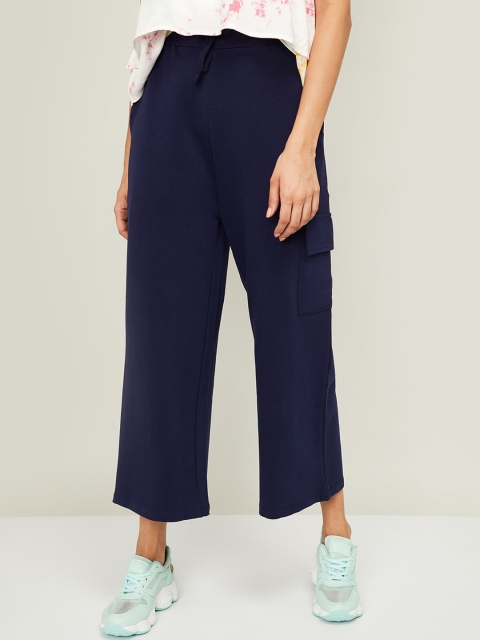 Ginger by Lifestyle Women Blue Regular Fit Solid Parallel Trousers