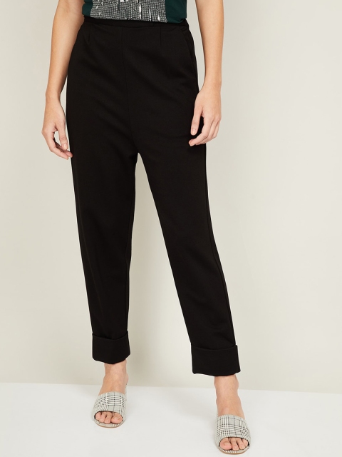 CODE by Lifestyle Women Black Regular Fit Solid Regular Trousers
