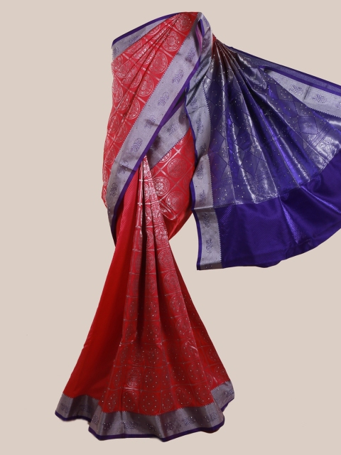 Pothys Red & Navy Blue Art Silk Woven Design Saree