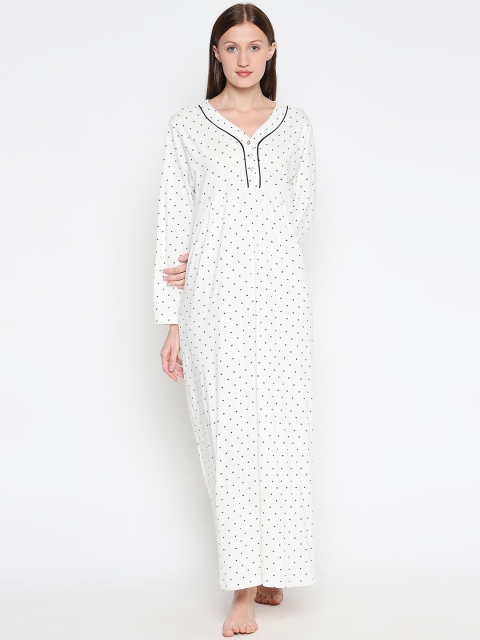 XIN White & Black Printed Nightdress