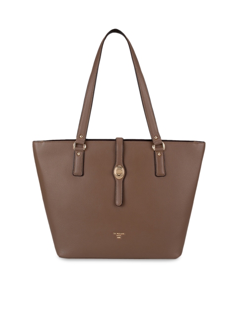 Da Milano Brown Solid Leather Shoulder Bag