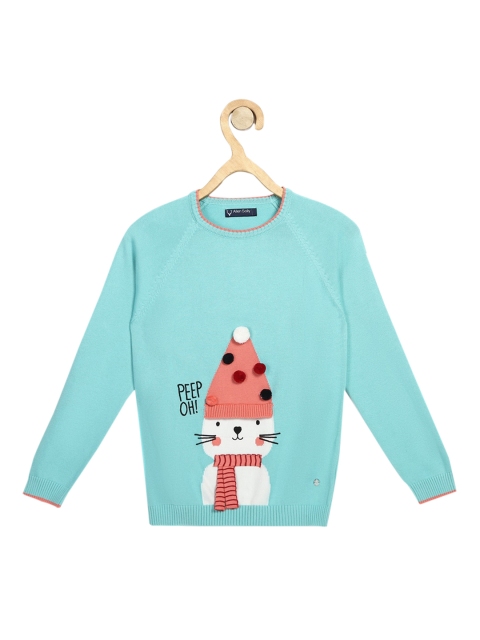 Allen Solly Junior Girls Blue Printed Pullover Sweater