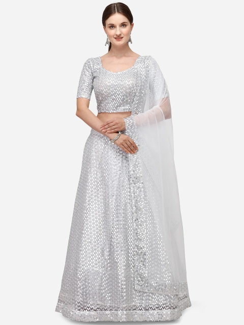 JATRIQQ White & Silver-Toned Embroidered Semi-Stitched Lehenga & Unstitched Blouse with Dupatta
JATRIQQ White & Silver-Toned Embroidered Semi-Stitched Lehenga & Unstitched Blouse with Dupatta