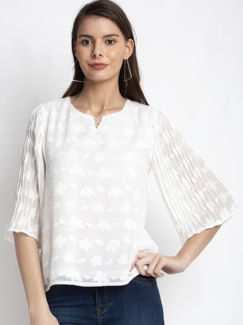 Global Republic Women White Flared Sleeves Regular Top