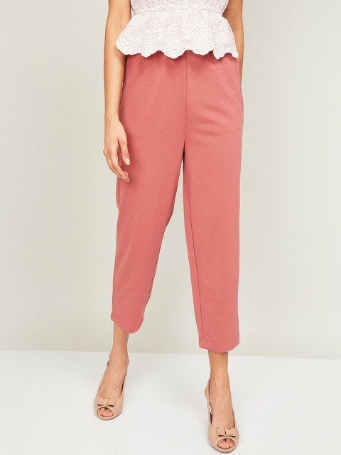 Ginger by Lifestyle Women Pink Regular Fit Solid Regular Trousers