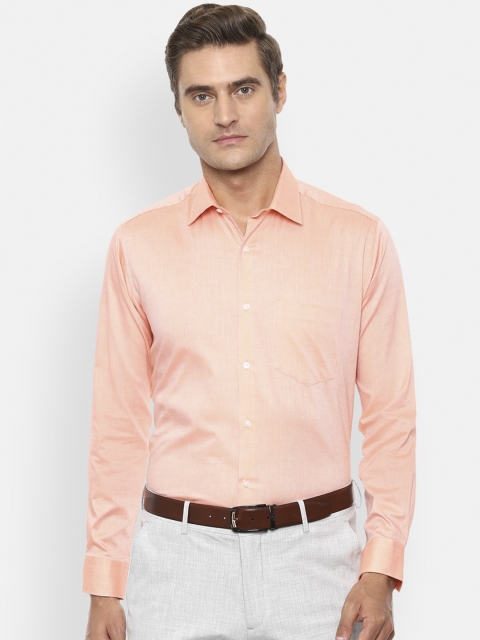 Van Heusen Men Orange Regular Fit Solid Cotton Formal Shirt