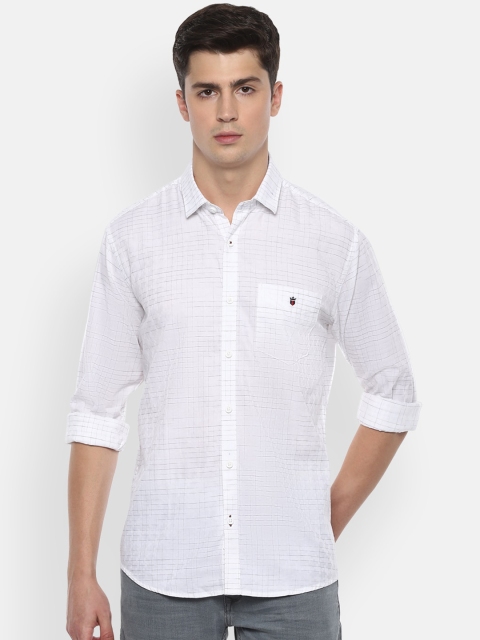 Louis Philippe Sport Men White Checked Casual Shirt