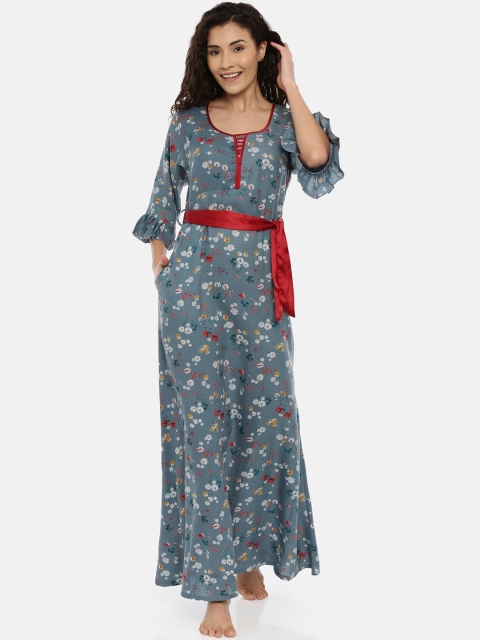 GOLDSTROMS Grey & White Floral Printed Nightdress