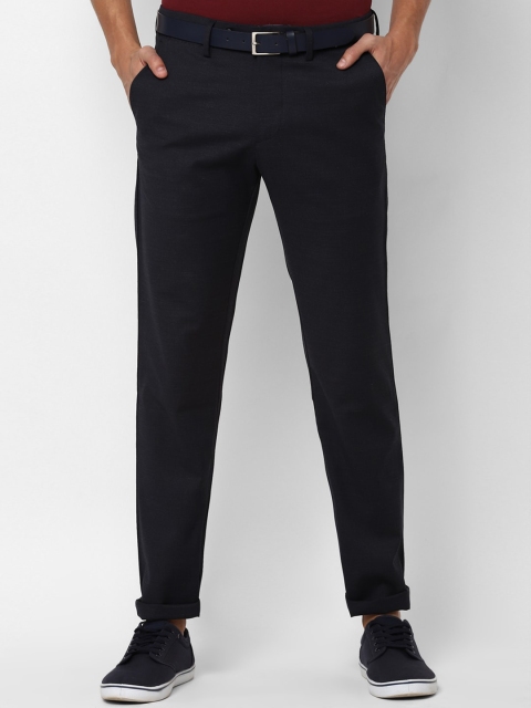 Allen Solly Men Navy Blue Solid Regular Trousers
