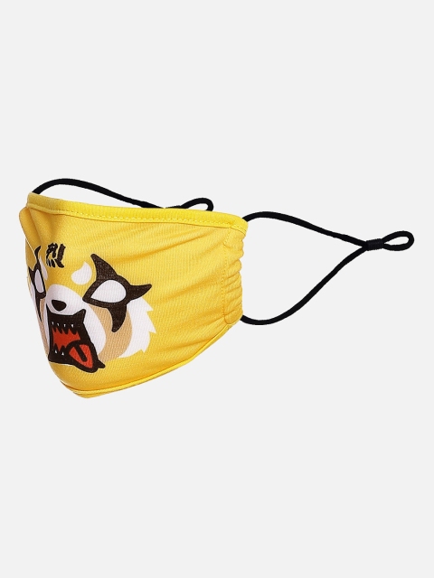 Free Authority Women Yellow & Black Printed 3-Ply Cloth Mask