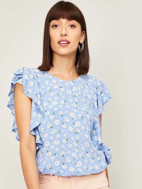 Fame Forever by Lifestyle Blue & Off White Floral Printed Flutter Sleeves Regular Top
Fame Forever by Lifestyle Blue & Off White Floral Printed Flutter Sleeves Regular Top