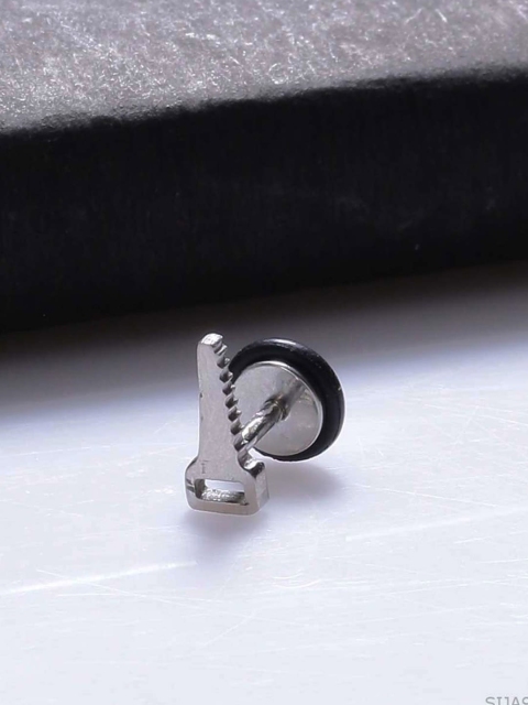 Dare by Voylla Silver-Toned Contemporary Key Pattern Studs