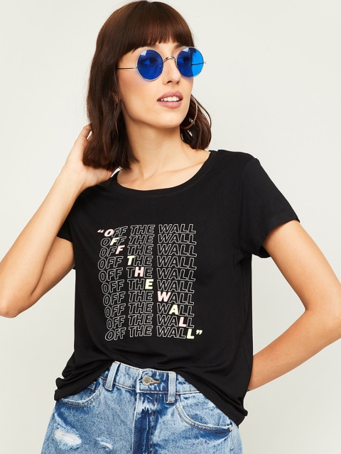 Fame Forever by Lifestyle Black & Off White Printed Regular Top