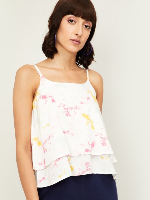 Ginger by Lifestyle Off White Printed A-Line Top