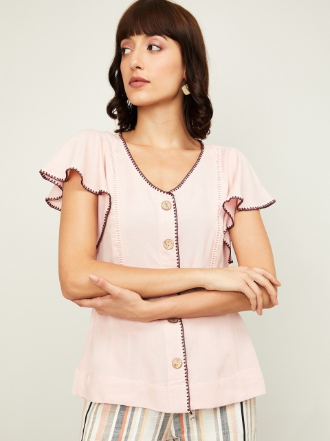 CODE by Lifestyle Pink Flared Sleeves Regular Top