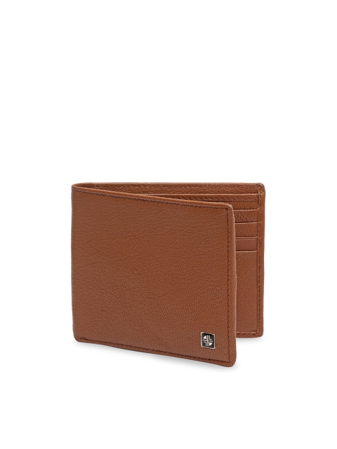 Carlton London Men Tan Brown Solid RFID Leather Two Fold Wallet