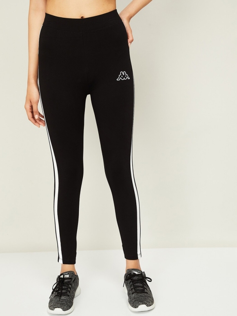 Kappa Women Black & White Solid Tights